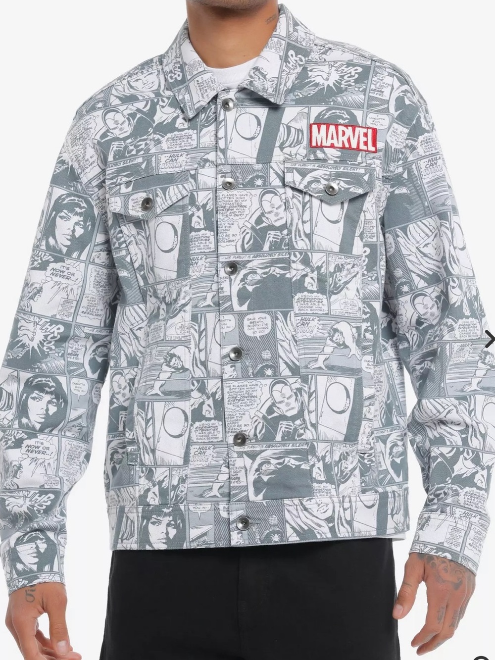 Our Universe Marvel Comic Panels Oversized Denim Jacket Our Universe Exclusive